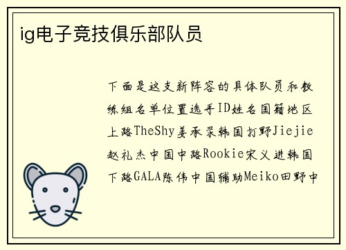 ig电子竞技俱乐部队员